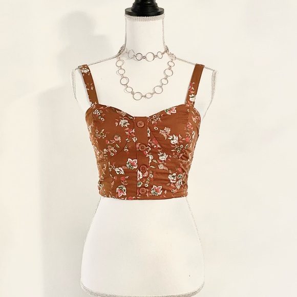 NWT B.O.G Collective Floral Crop Tank Top - Picture 3 of 11